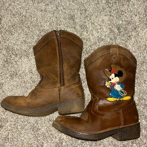 Brown Cowboy Boots with Mickey Character